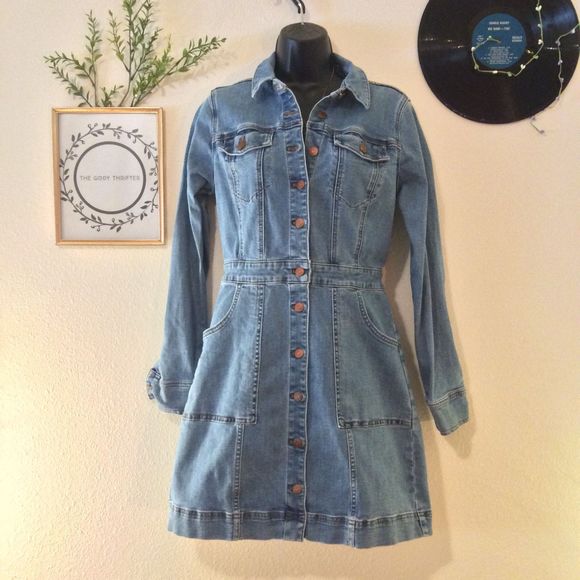 madewell denim structured shirtdress